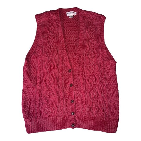 Vintage Y2K ABERCROMBIE & FITCH Red Cable Knit Button Sweater Vest Sz L - Picture 1 of 6
